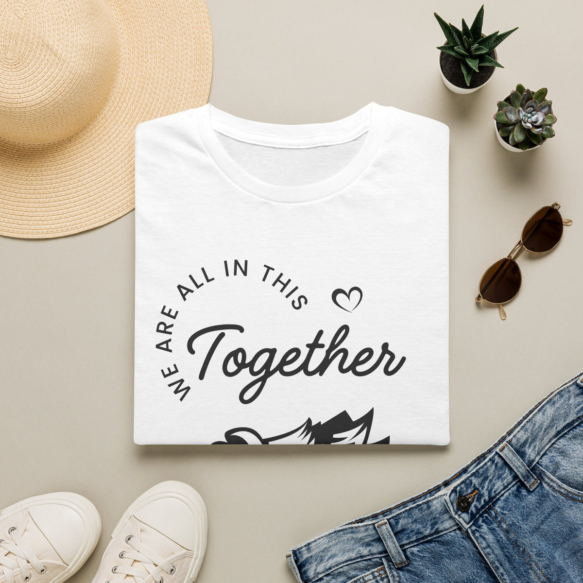 Together Crewneck Tee — "We Are All In This Together" Wolf Graphic