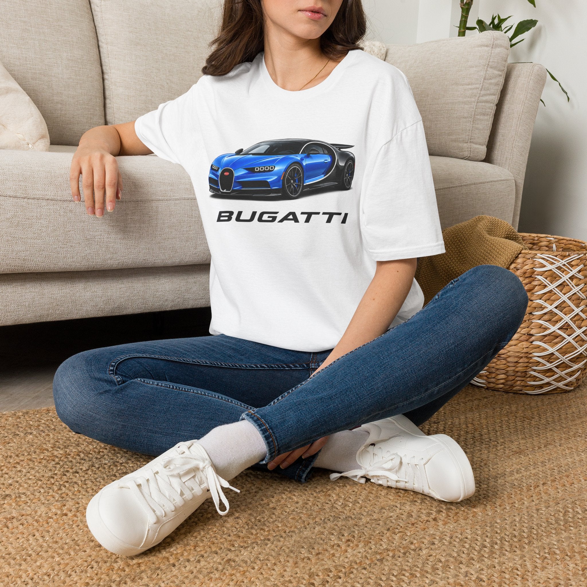 Bugatti Blue Sports Car T-Shirt — Luxury Supercar Graphic Tee