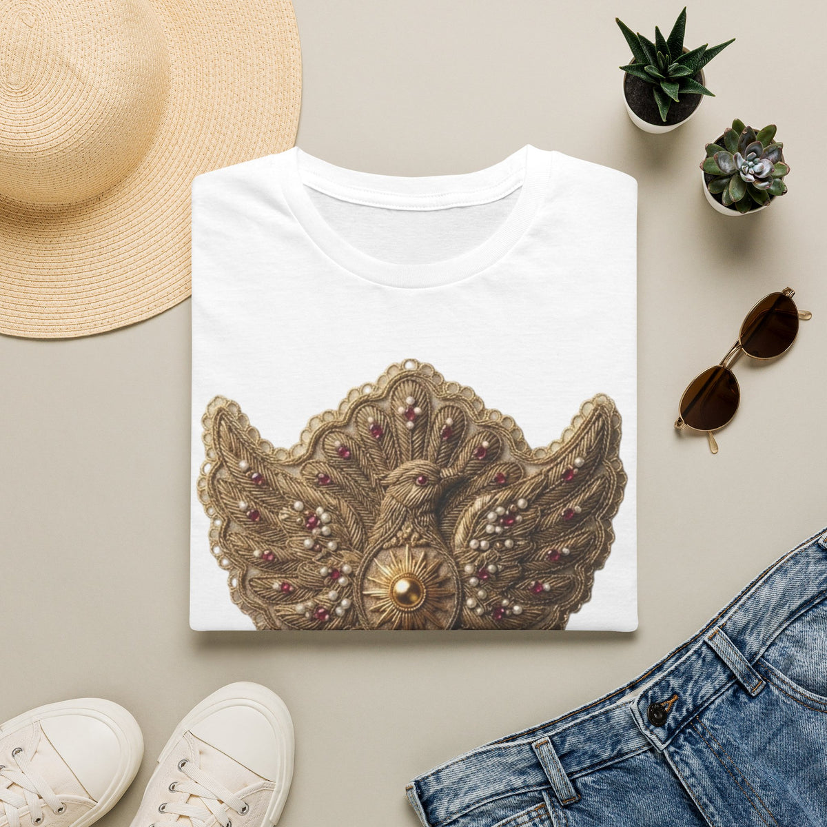 Vintage Gold Filigree Crest T-Shirt