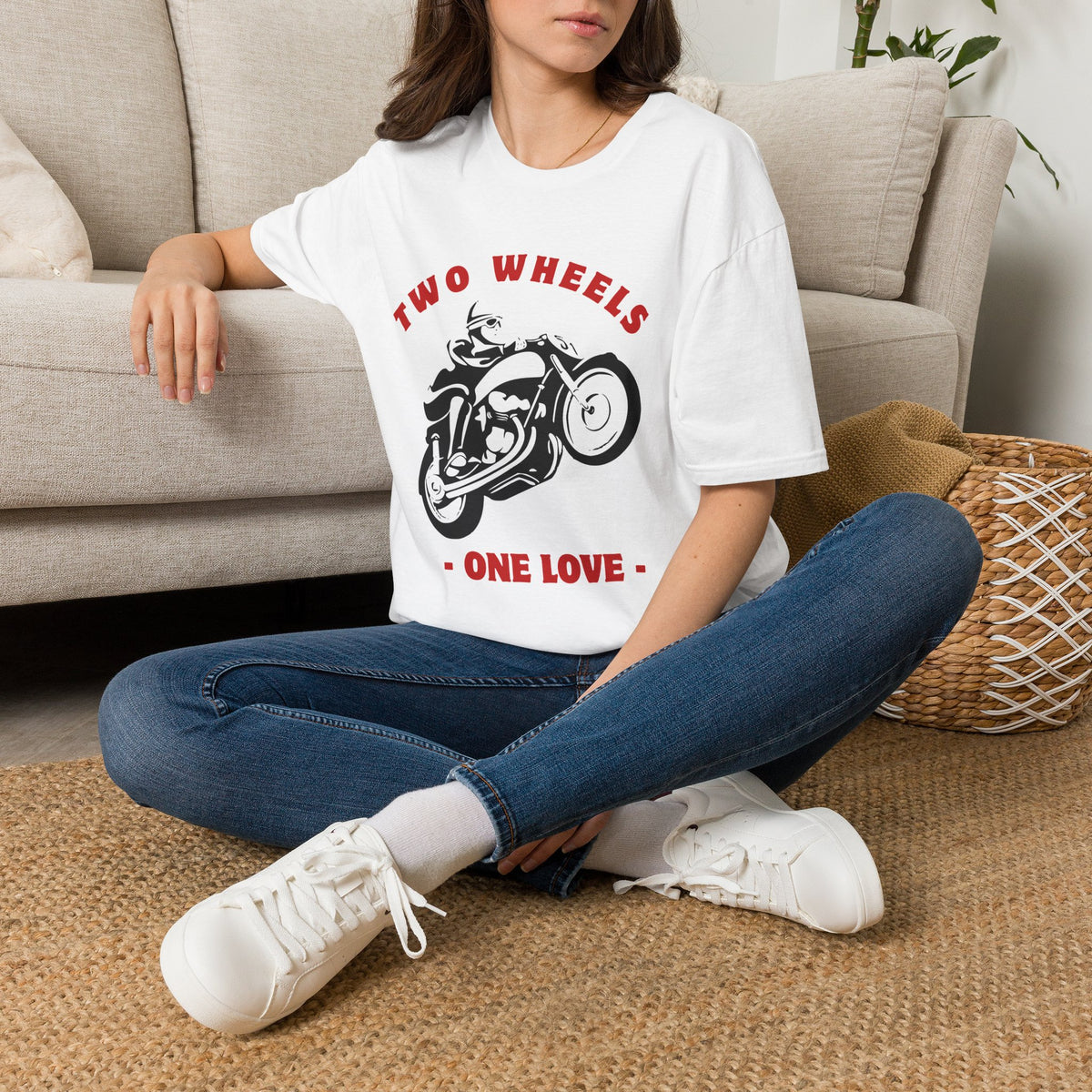 Motorcycle T-Shirt — "Two Wheels One Love" Retro Rider Tee