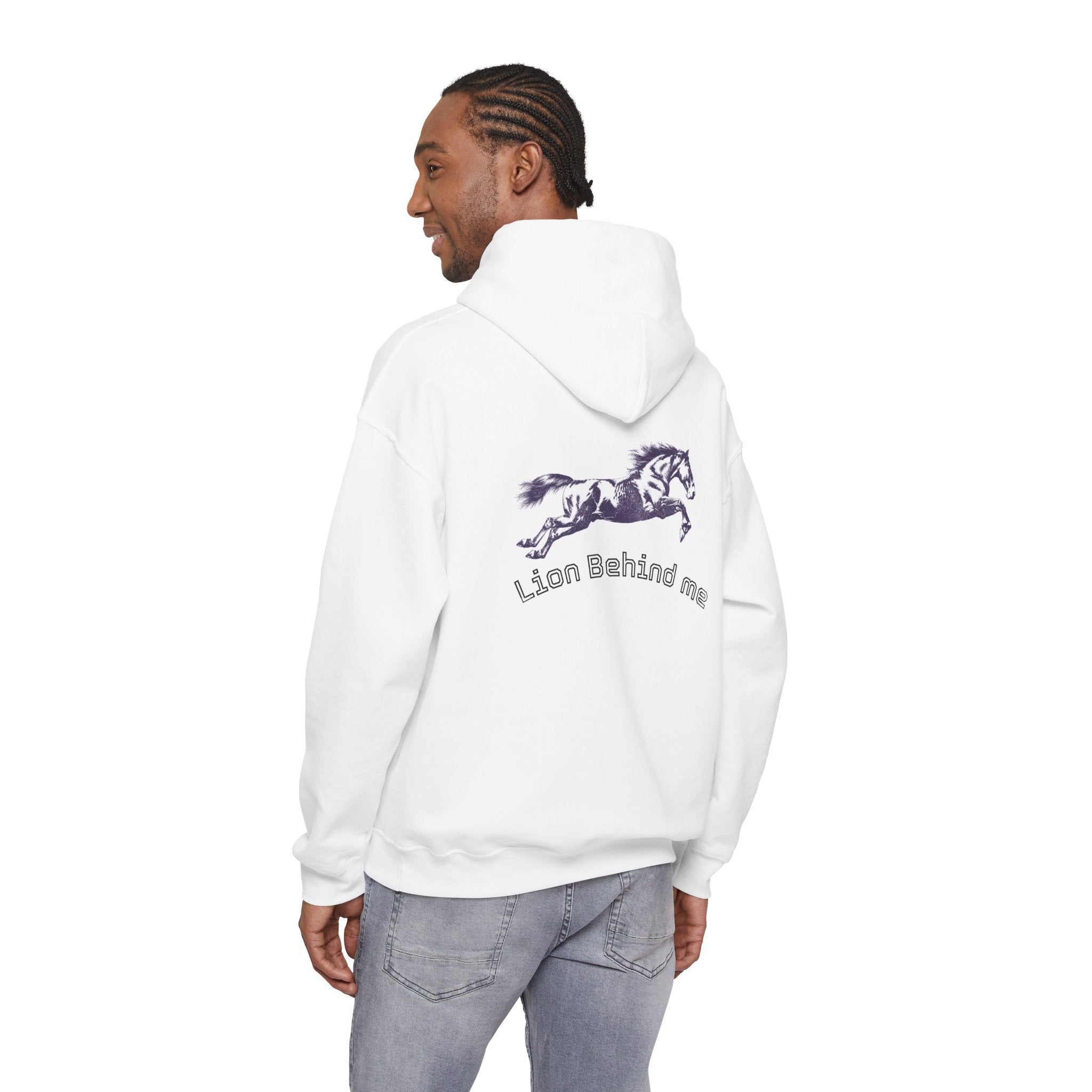 Lion Design Hoodie — 'Lion Behind Me' Graphic Pullover