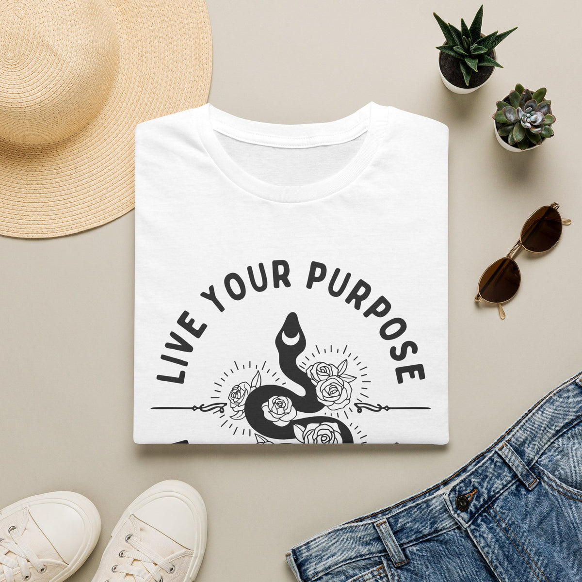T-Shirt — Live Your Purpose Snake Floral Graphic