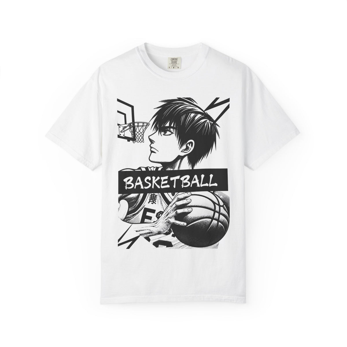 Basketball Anime Graphic T-Shirt – Monochrome Sports Manga Tee